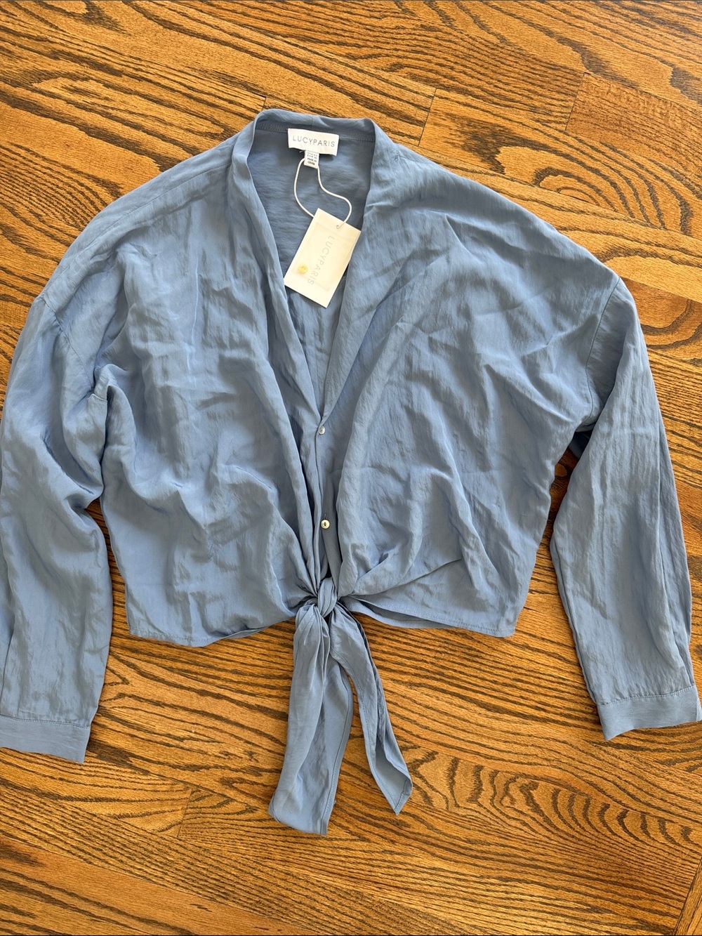 NWT Lucy Paris Gloria Tie Top Blue Size XS